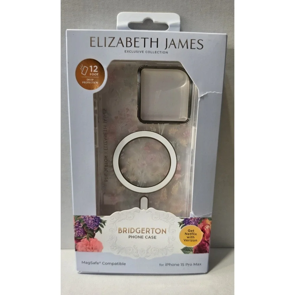 Elizabeth James Bridgerton iPhone 15 Pro Max MagSafe Phone Case Floral Clear...